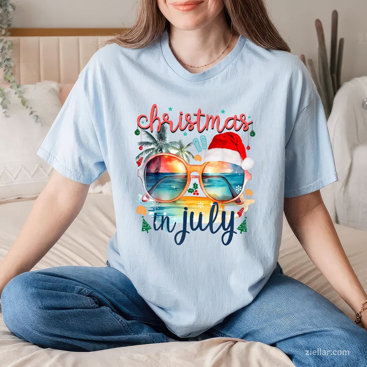 Sunglasses Christmas in July Santa Hat Summer