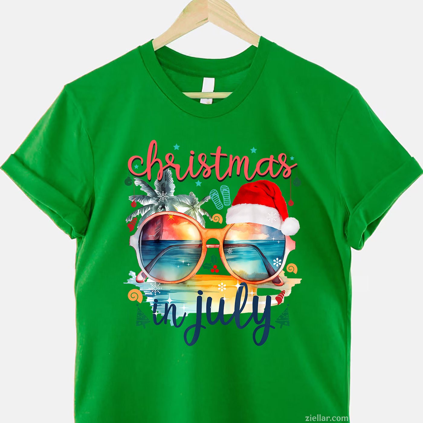 Sunglasses Christmas in July Santa Hat Summer