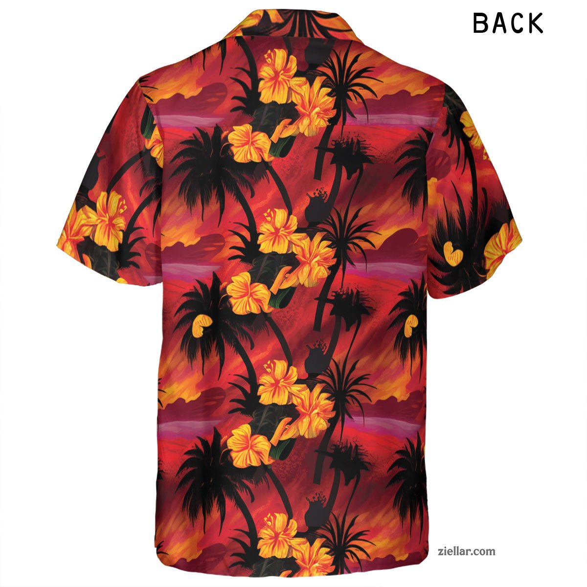 Sunset Palm Island Hawaiian Shirt & Tee, Tropical Beachwear for Adults