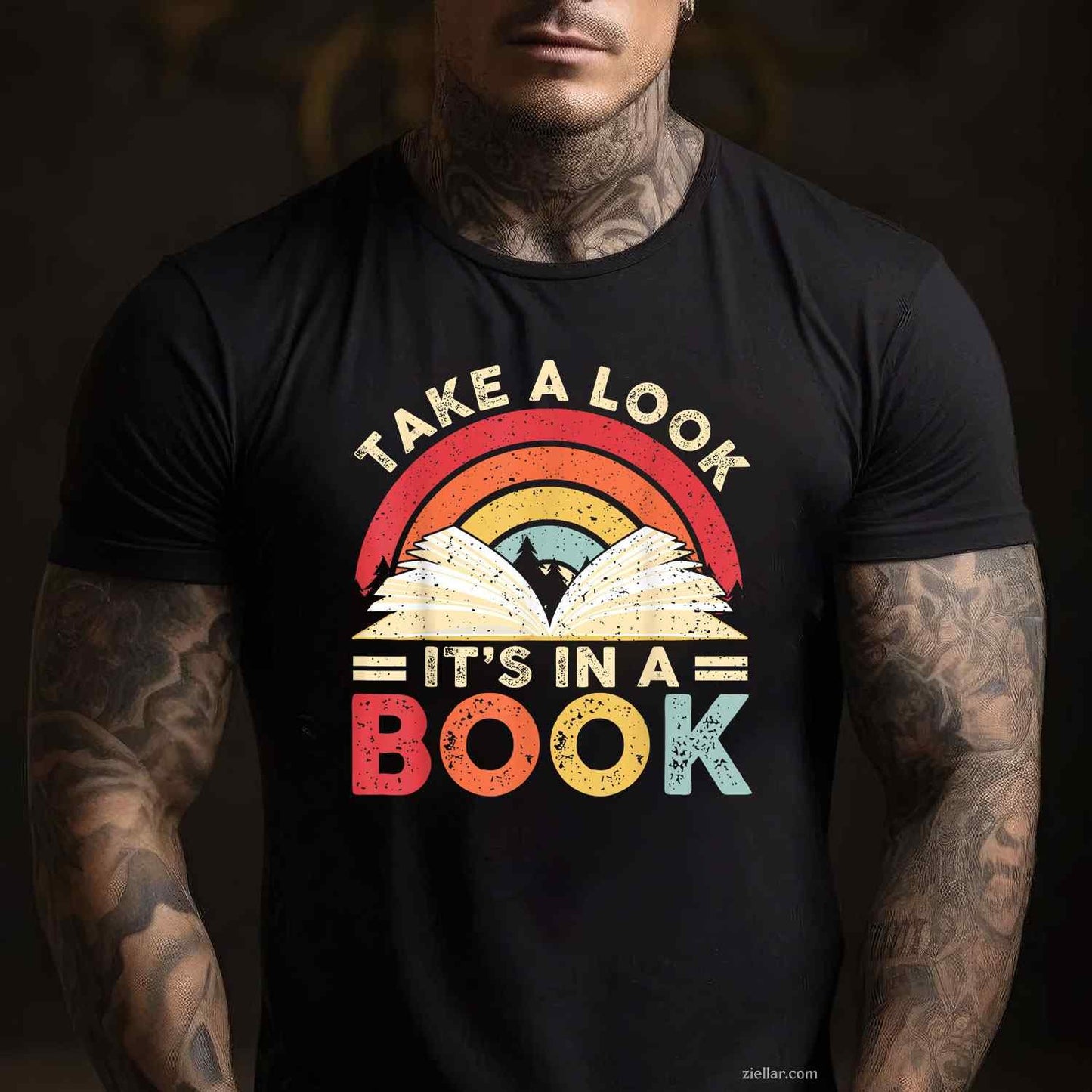 Take A Look It's In A Book Retro Rainbow Reading Book Lover T-Shirt