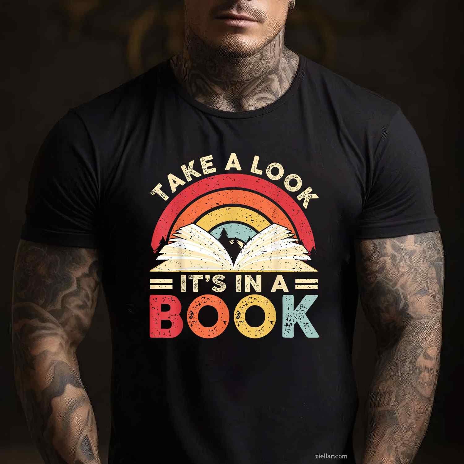 Take A Look It's In A Book Retro Rainbow Reading Book Lover T-Shirt