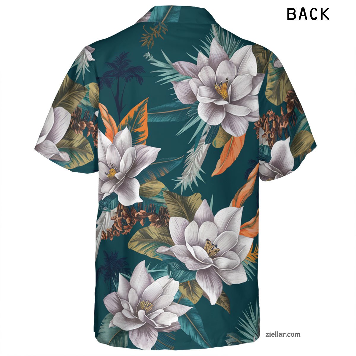 Teal Floral Hawaiian Shirt and Tee, Tropical Beachwear for Men and Women