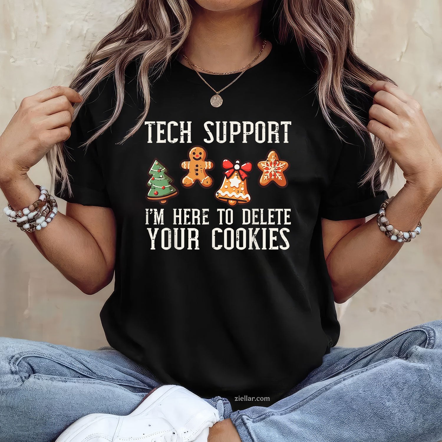 Tech Support Delete Cookies Tee and T-Shirt, Funny Christmas IT T-Shirt Gift for Men and Women Adults