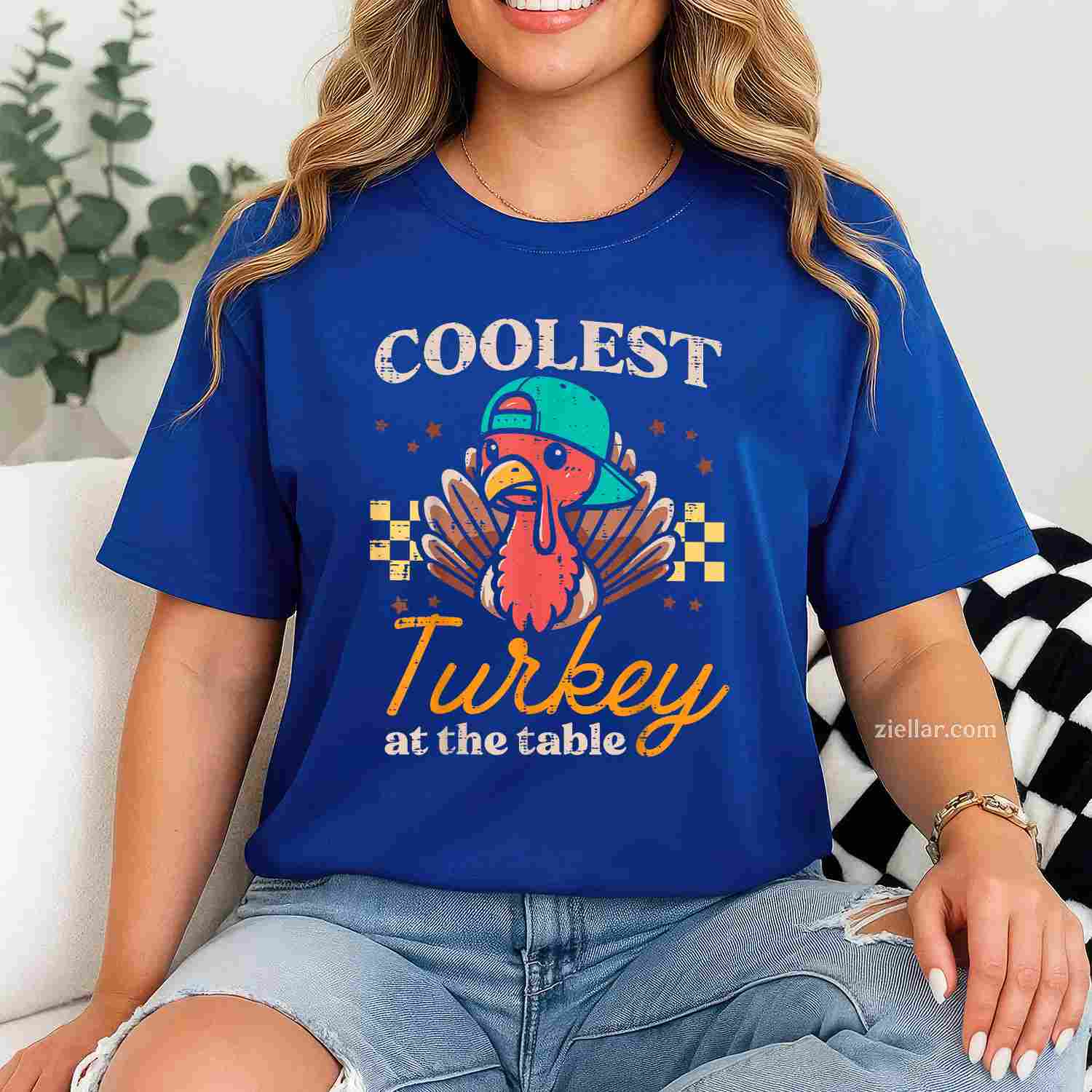 Thanksgiving Coolest Turkey At Table Funky T-Shirt And Tee For Men, Women And Young Adults