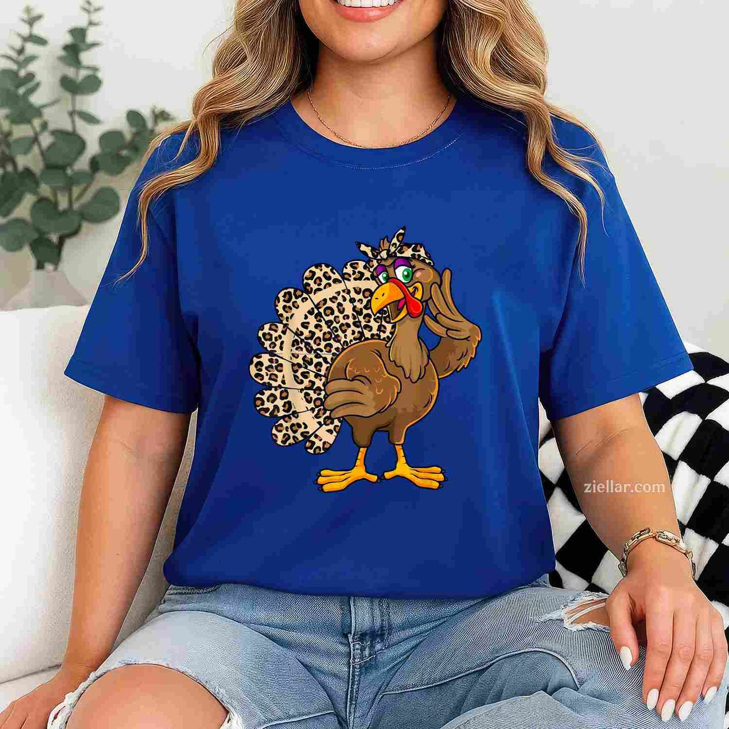 Thanksgiving Turkey Women Leopard Print Autumn Fall Premium T-Shirt And Tee For Adults