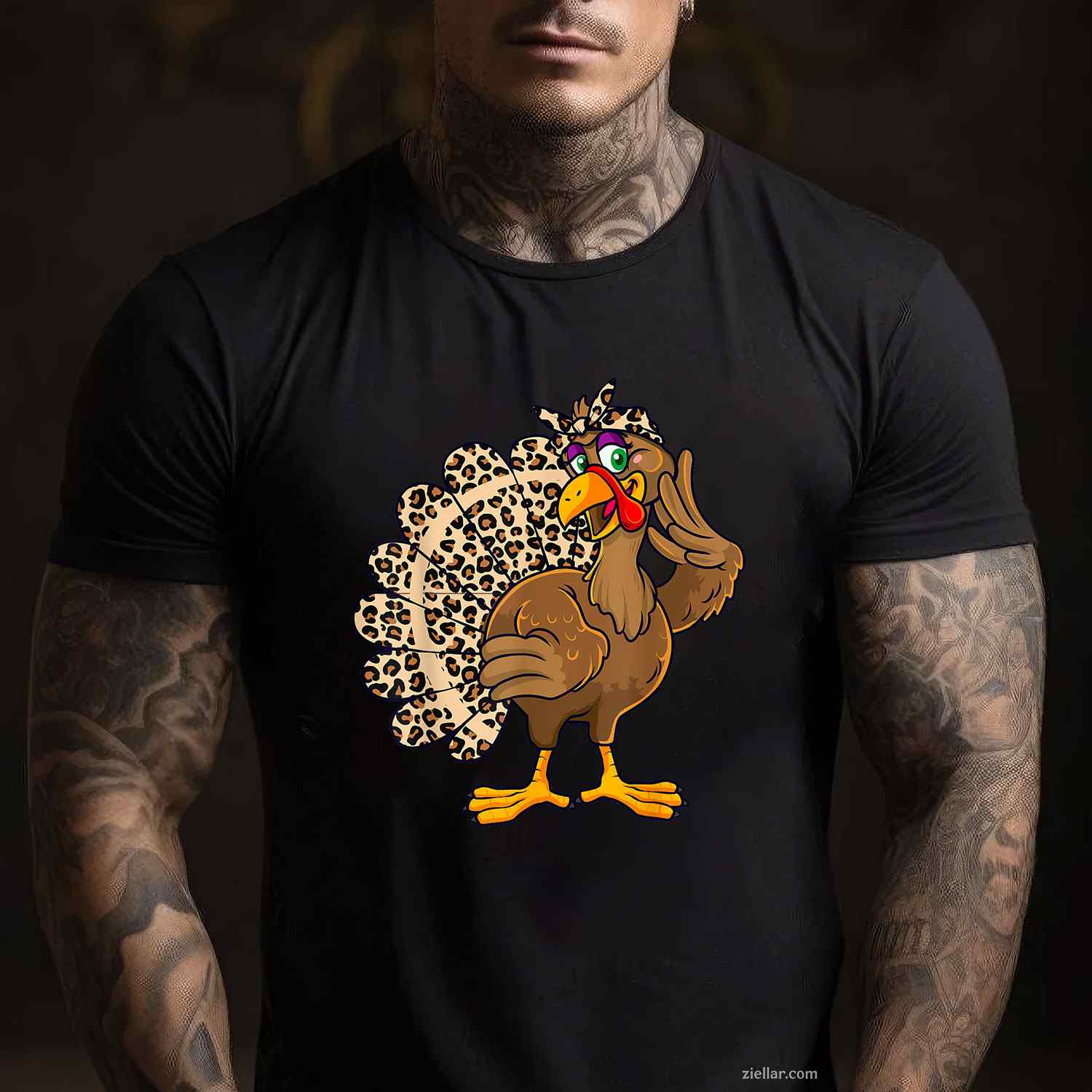 Thanksgiving Turkey Women Leopard Print Autumn Fall Premium T-Shirt And Tee For Adults