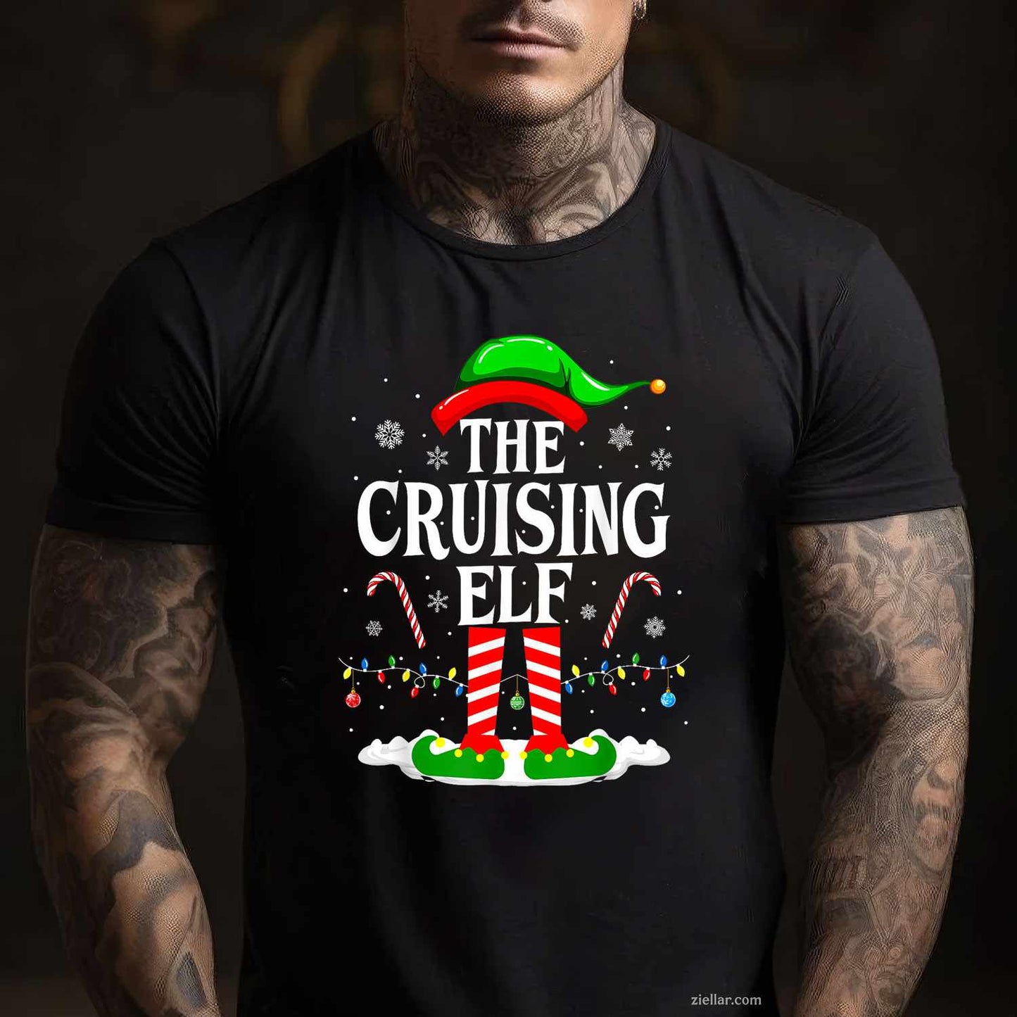 The Cruising Elf Xmas Funny Matching Family Cruise Christmas T-Shirt, A The Cruising Elf Family Christmas Tee