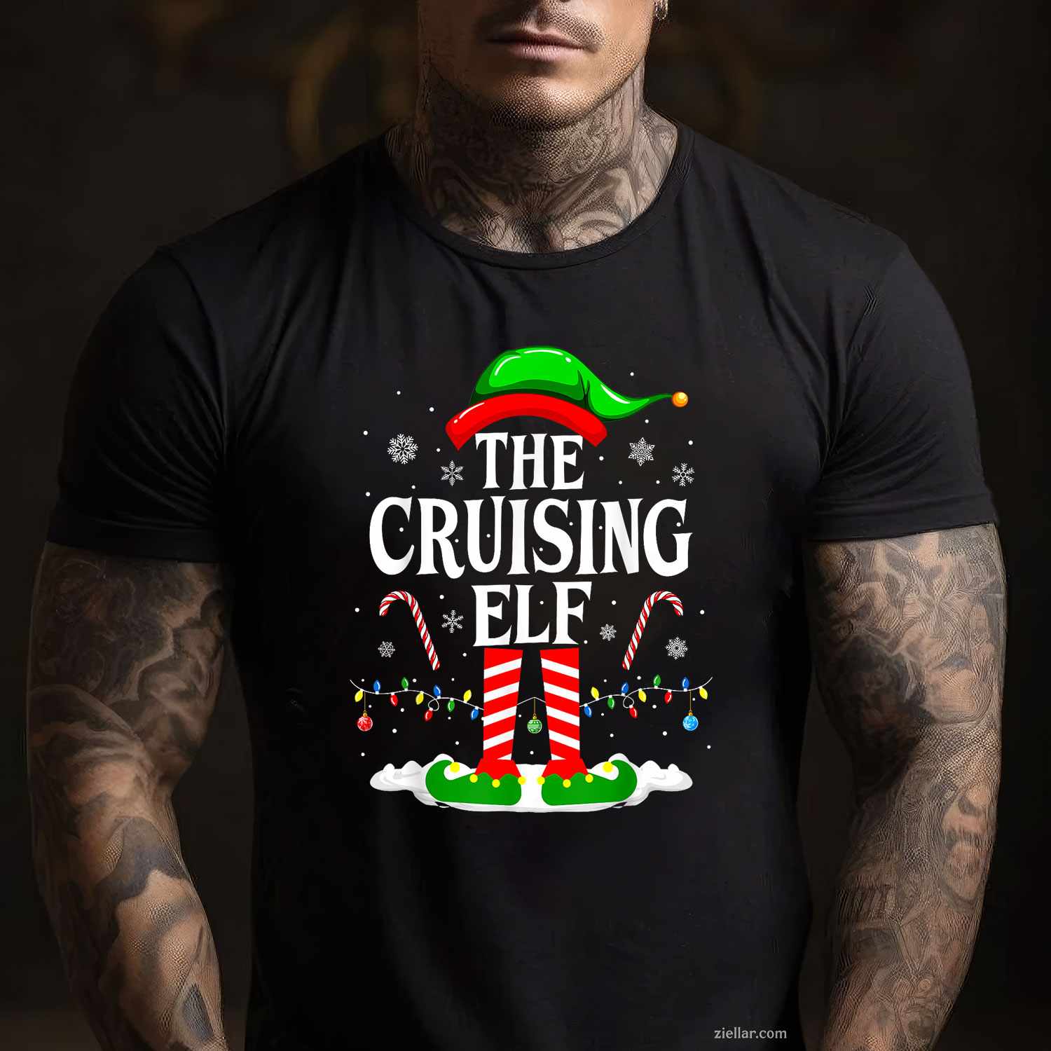 The Cruising Elf Xmas Funny Matching Family Cruise Christmas T-Shirt, A The Cruising Elf Family Christmas Tee