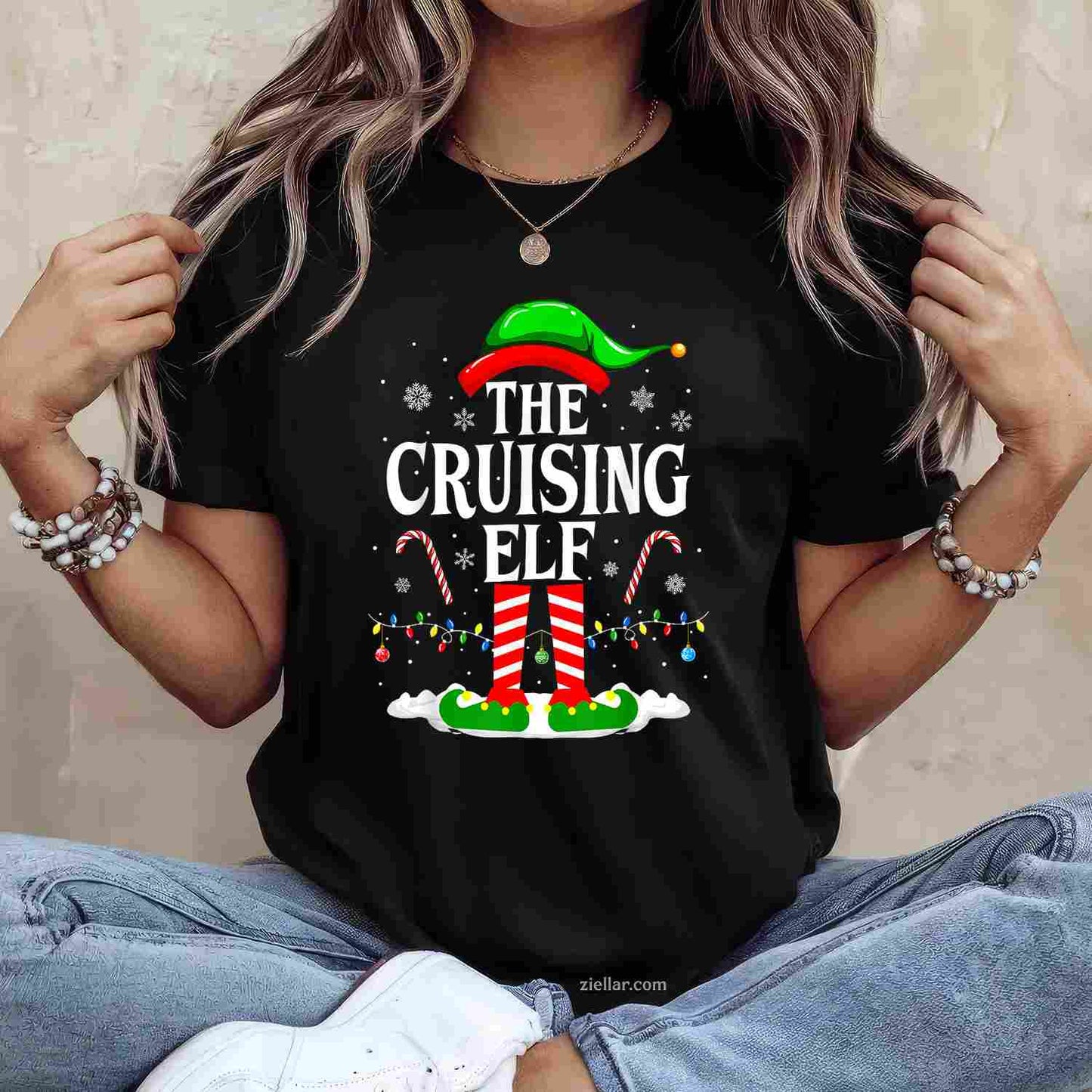 The Cruising Elf Xmas Funny Matching Family Cruise Christmas T-Shirt, A The Cruising Elf Family Christmas Tee