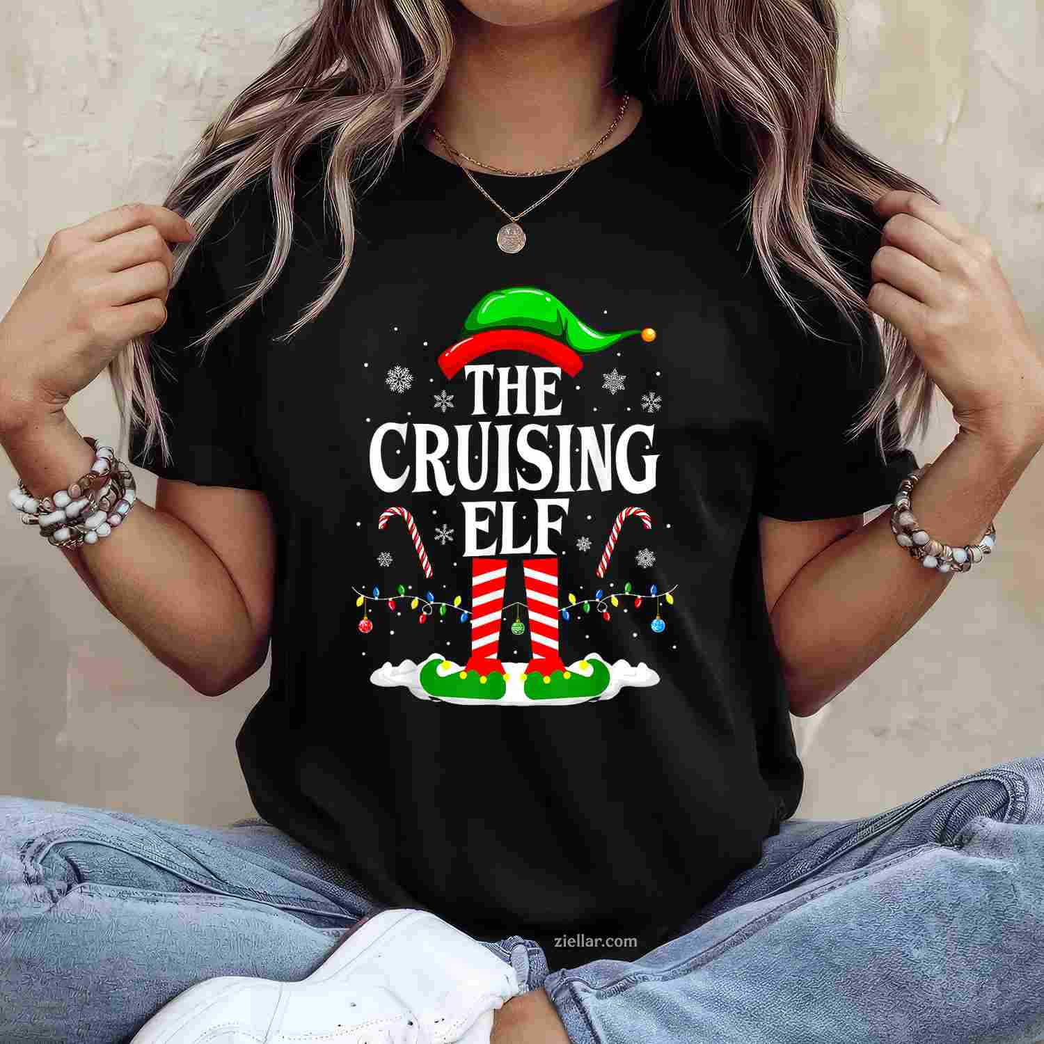 The Cruising Elf Xmas Funny Matching Family Cruise Christmas T-Shirt, A The Cruising Elf Family Christmas Tee