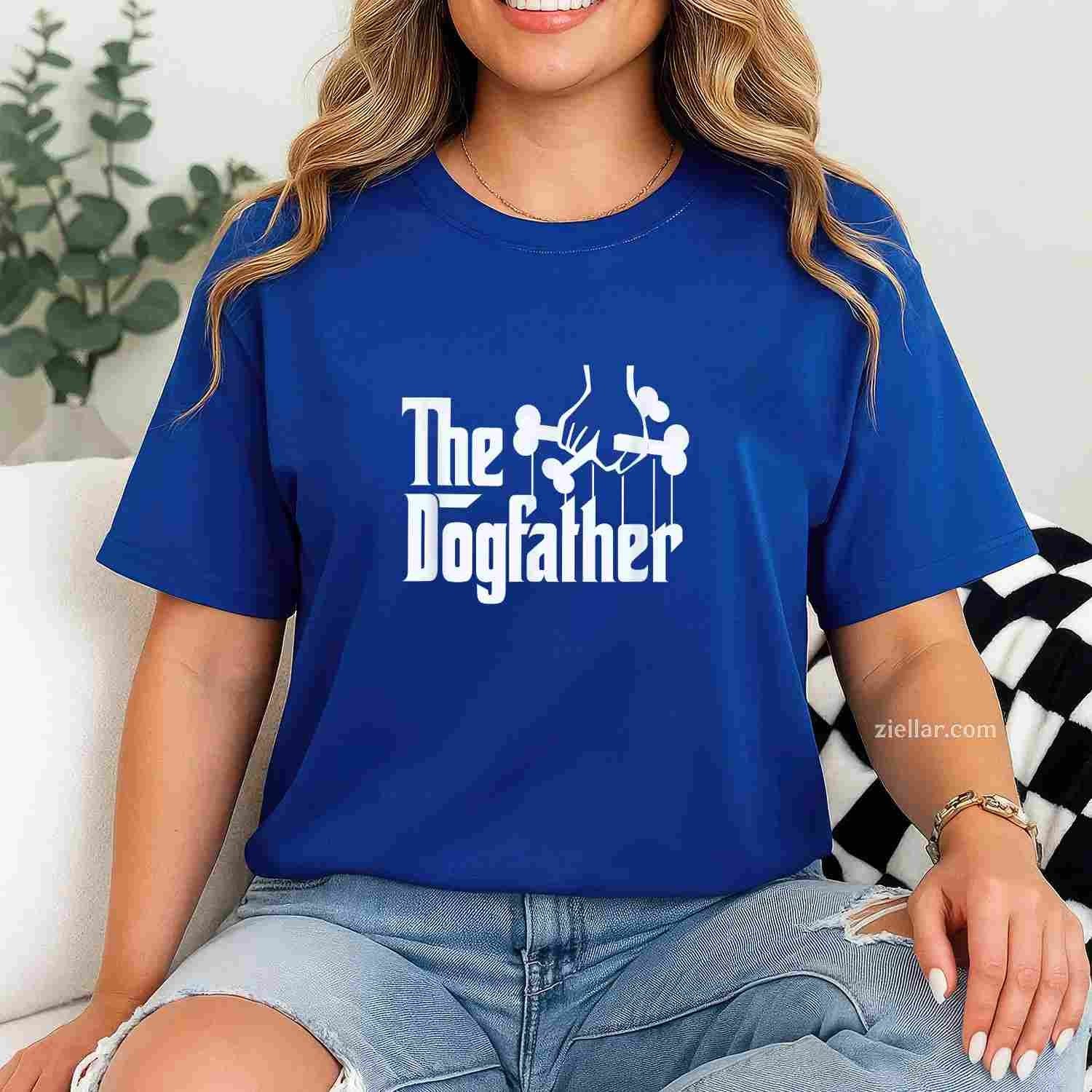 The Dogfather Dog Dad Fathers Day T-Shirt, Gift Dog Lover Vintage Graphic Tee For Adults