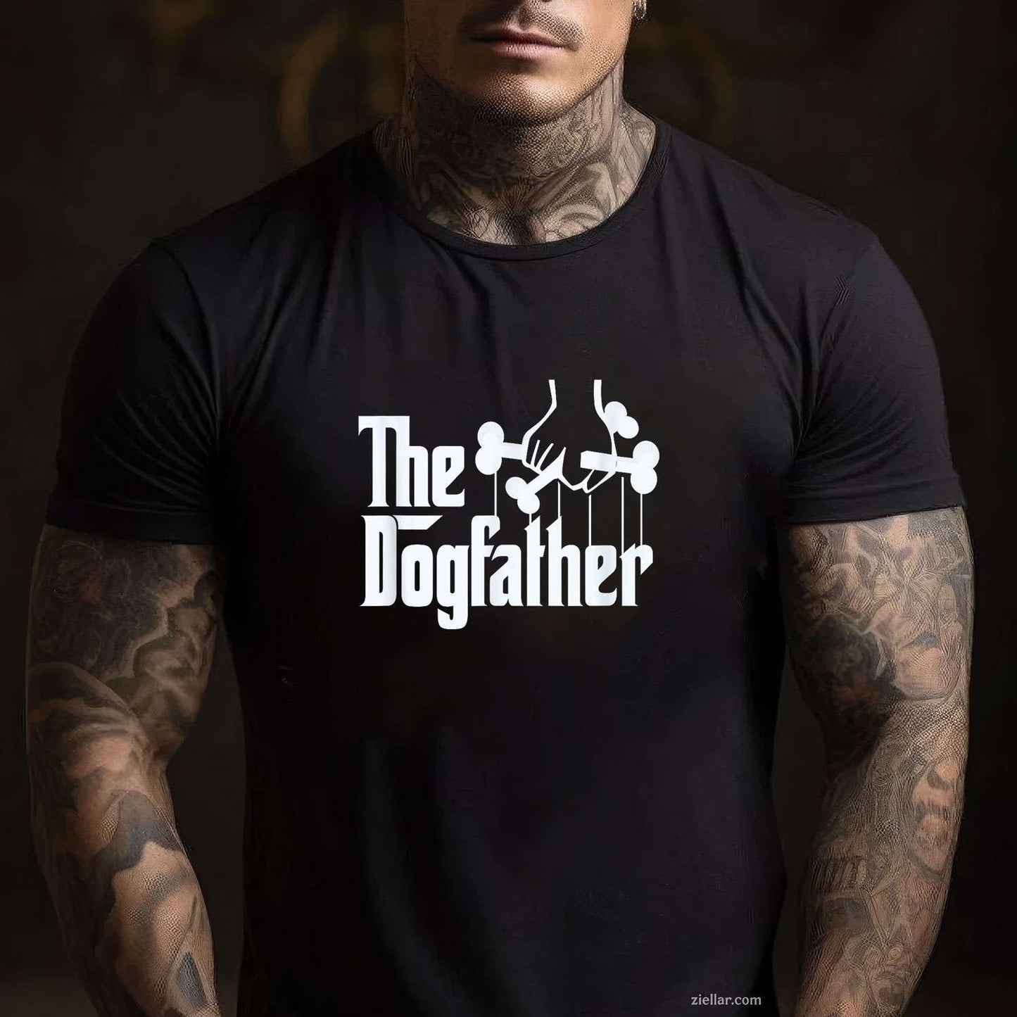The Dogfather Dog Dad Fathers Day T-Shirt, Gift Dog Lover Vintage Graphic Tee For Adults