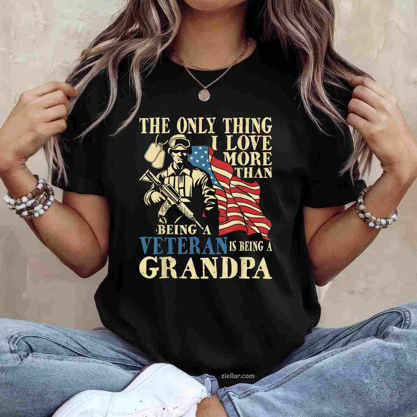 The Only Thing I Love More Than Being A Veteran Is A Grandpa T-Shirt And Tee For Men