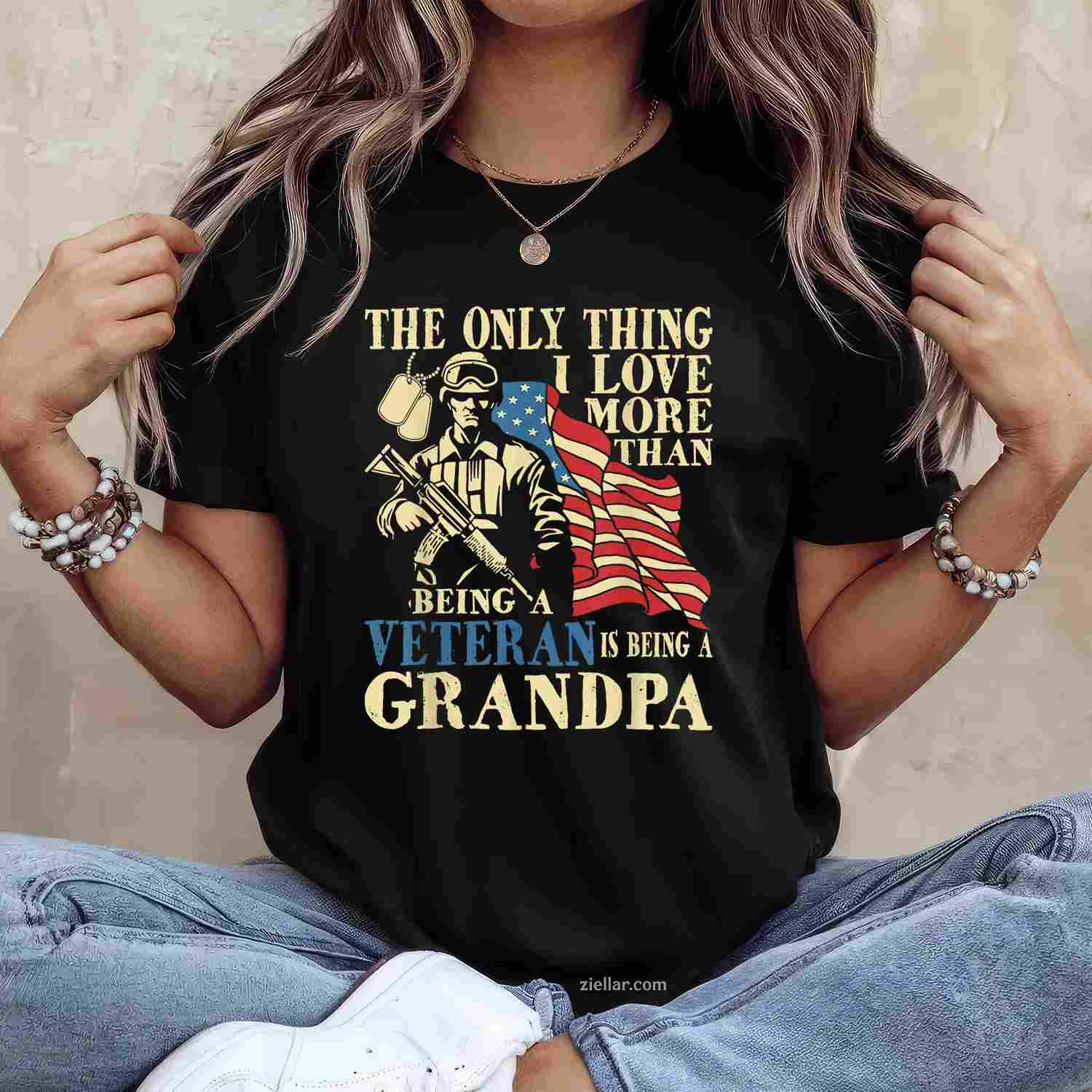 The Only Thing I Love More Than Being A Veteran Is A Grandpa T-Shirt And Tee For Men