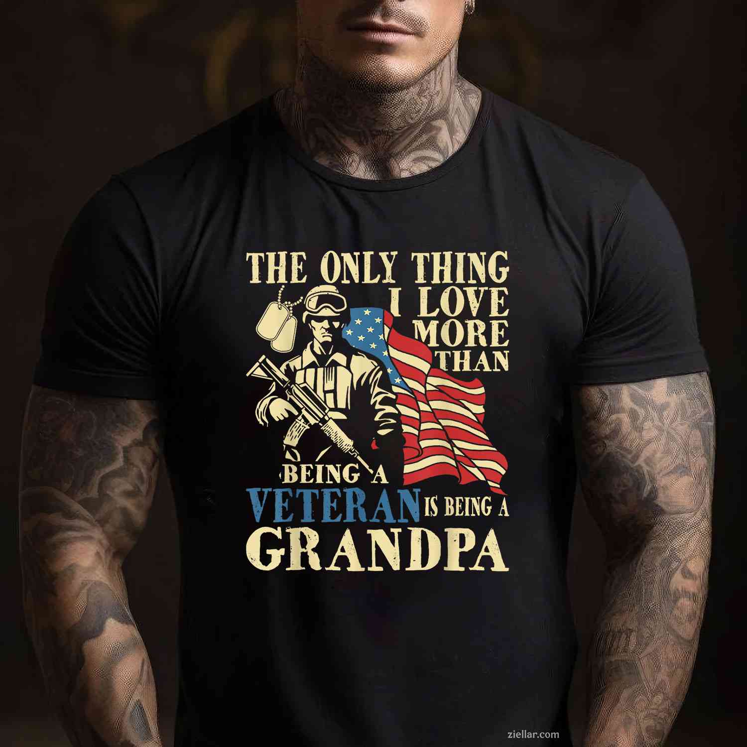 The Only Thing I Love More Than Being A Veteran Is A Grandpa T-Shirt And Tee For Men