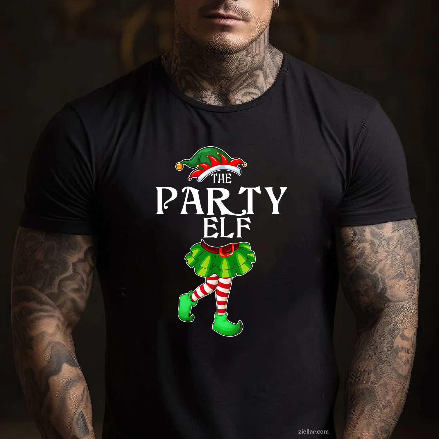 The Party Elf Christmas Matching Family Group T-Shirt, A Funny Party Elf Christmas Family Tee For Adults