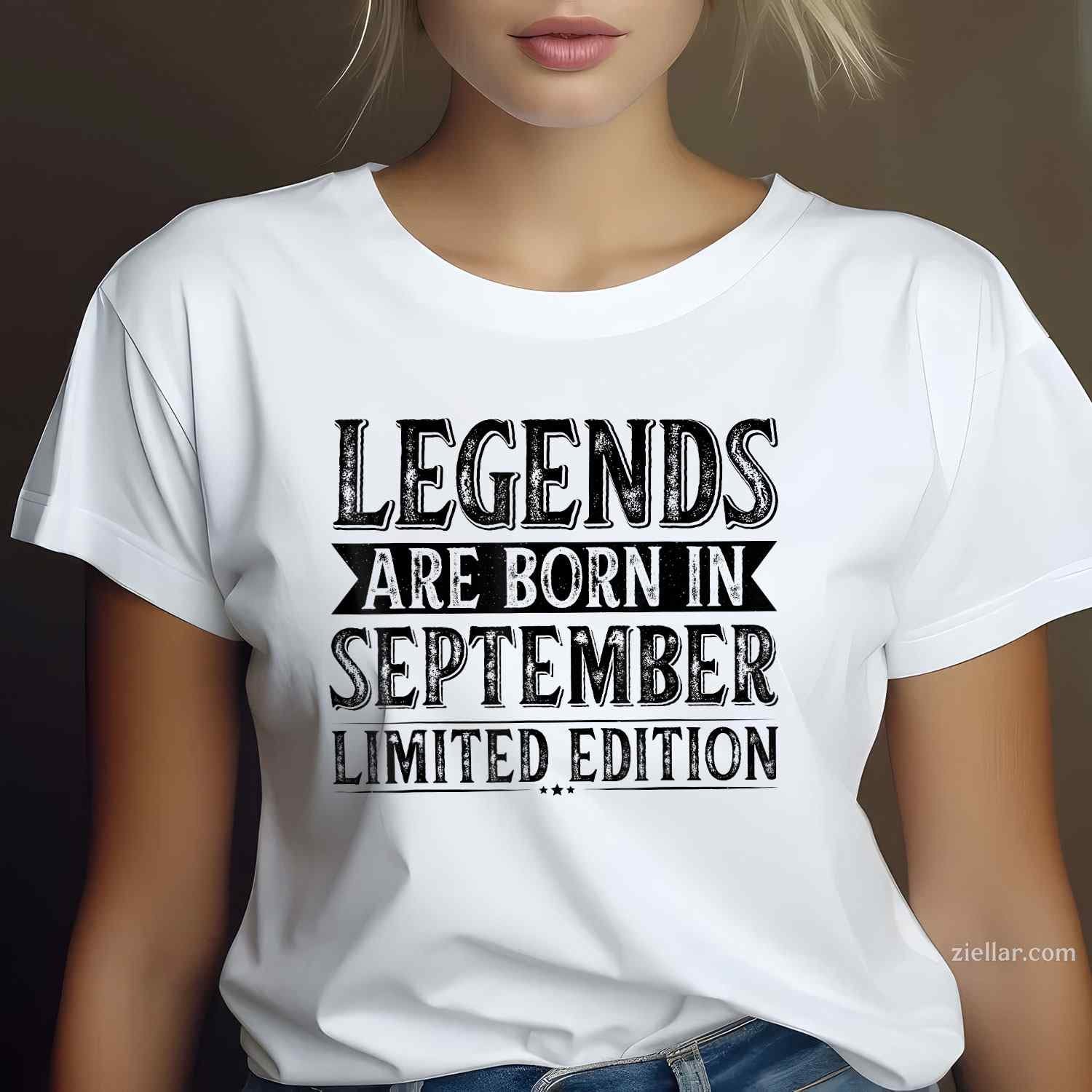 The legends are born in September, birthday September T-Shirt Tee for Men Women Adults Unisex