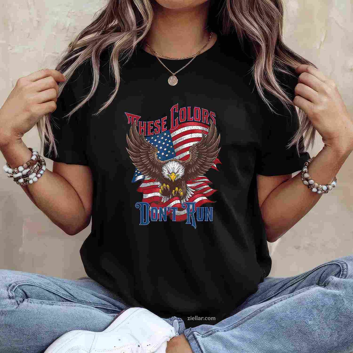 These Colors Don’T Run, Bald Eagle Usa Flag Patriotic Flag T-Shirt And Tee For Adults