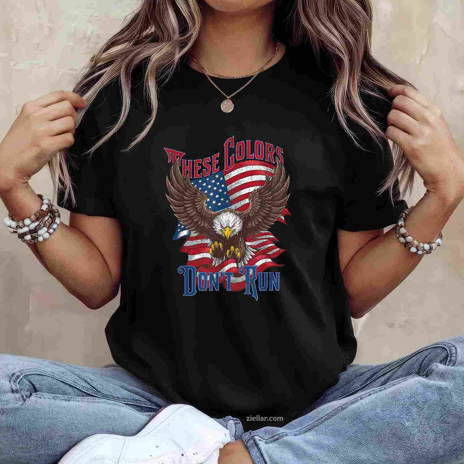 These Colors Don’T Run, Bald Eagle Usa Flag Patriotic Flag T-Shirt And Tee For Adults