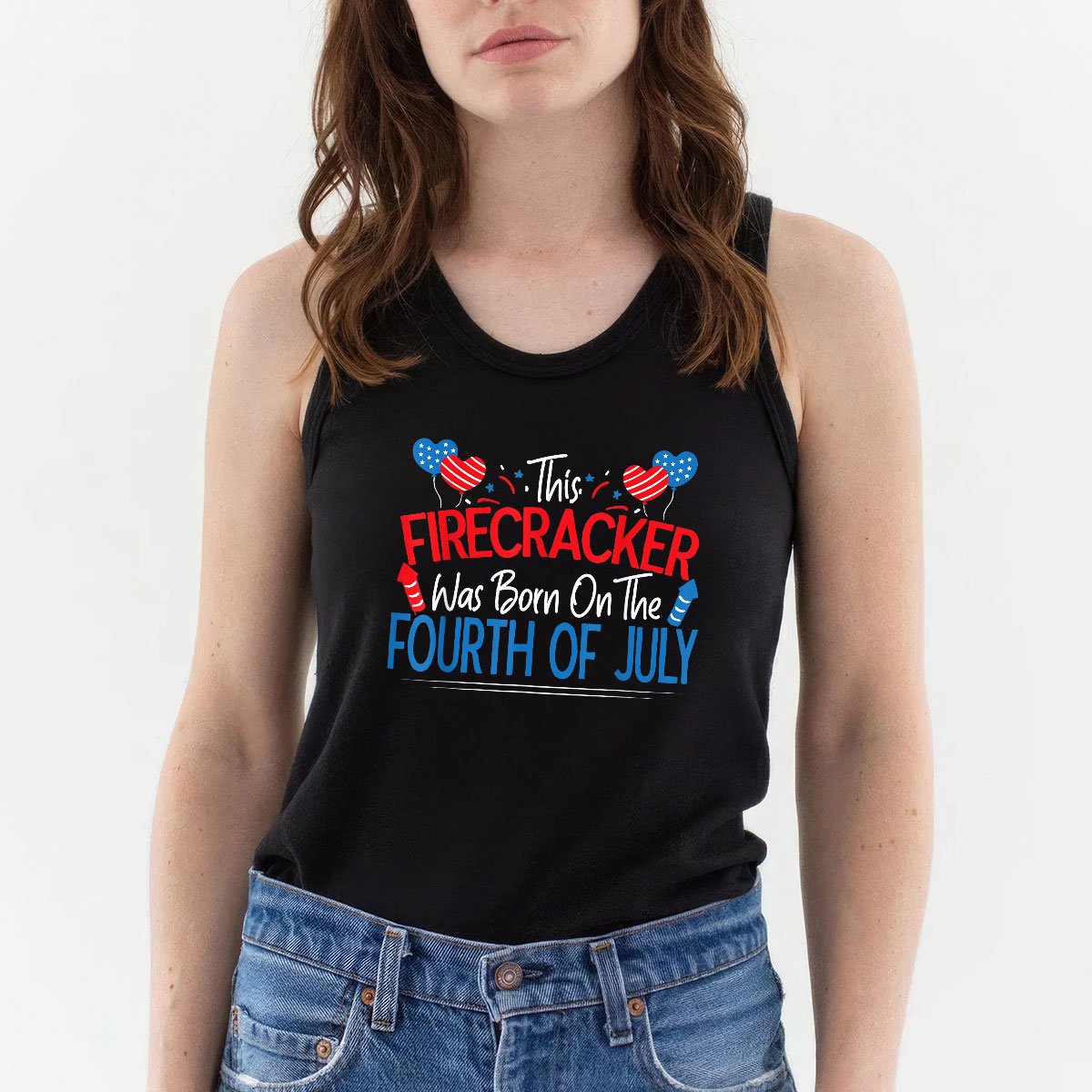 This Firecracker Was Born On The Fourth Of July Birthday Tank Top Shirt