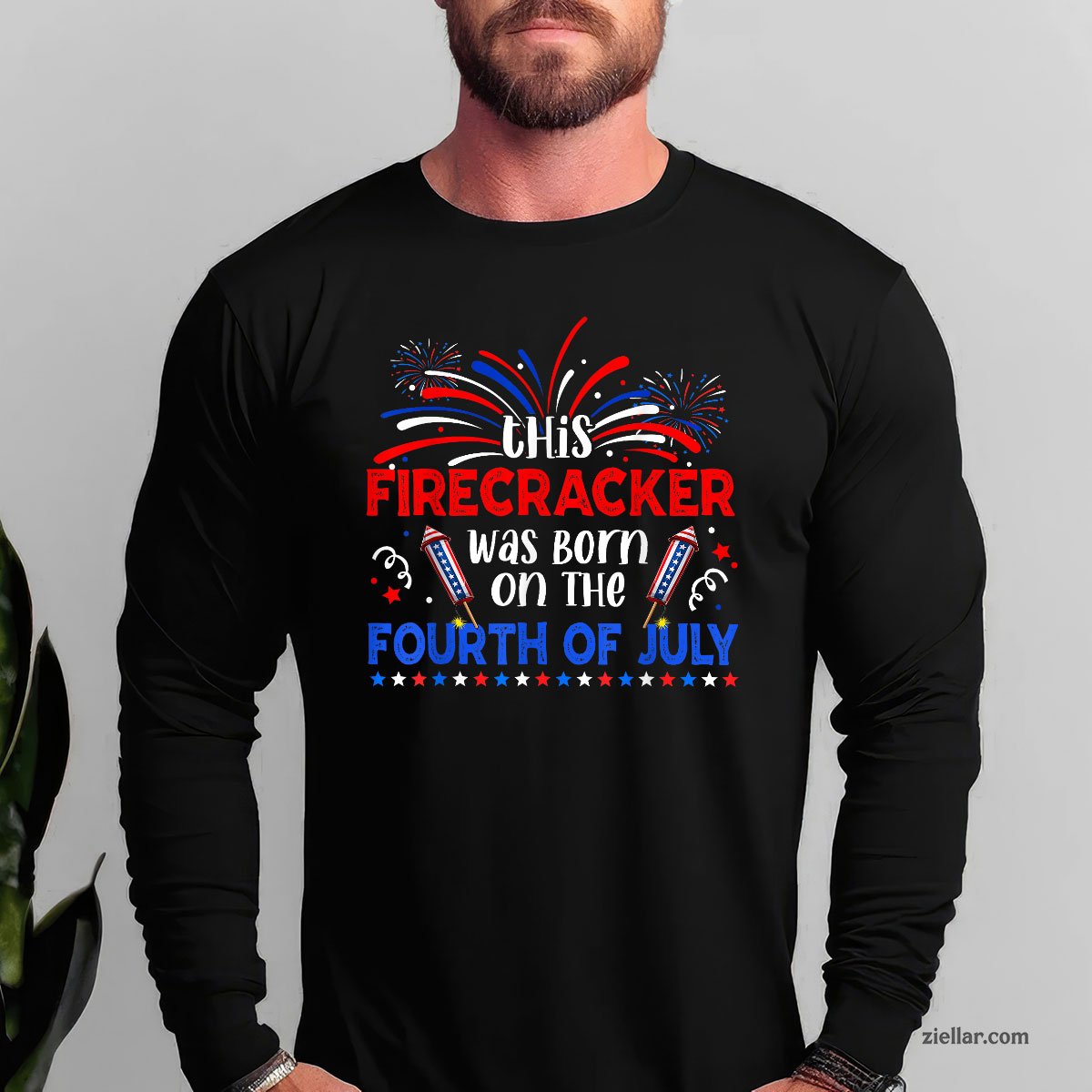 This Firecracker Was Born On The 4th Of July Firework B-day Long Sleeve Shirt