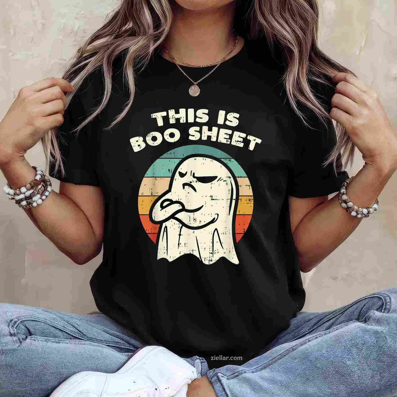 This Is Boo Sheet Ghost Retro Halloween Costume Men Women Tee, Halloween T-Shirt for Men Women Adults Unisex, Classic Fit Unisex Design, Everyday Wear Essential