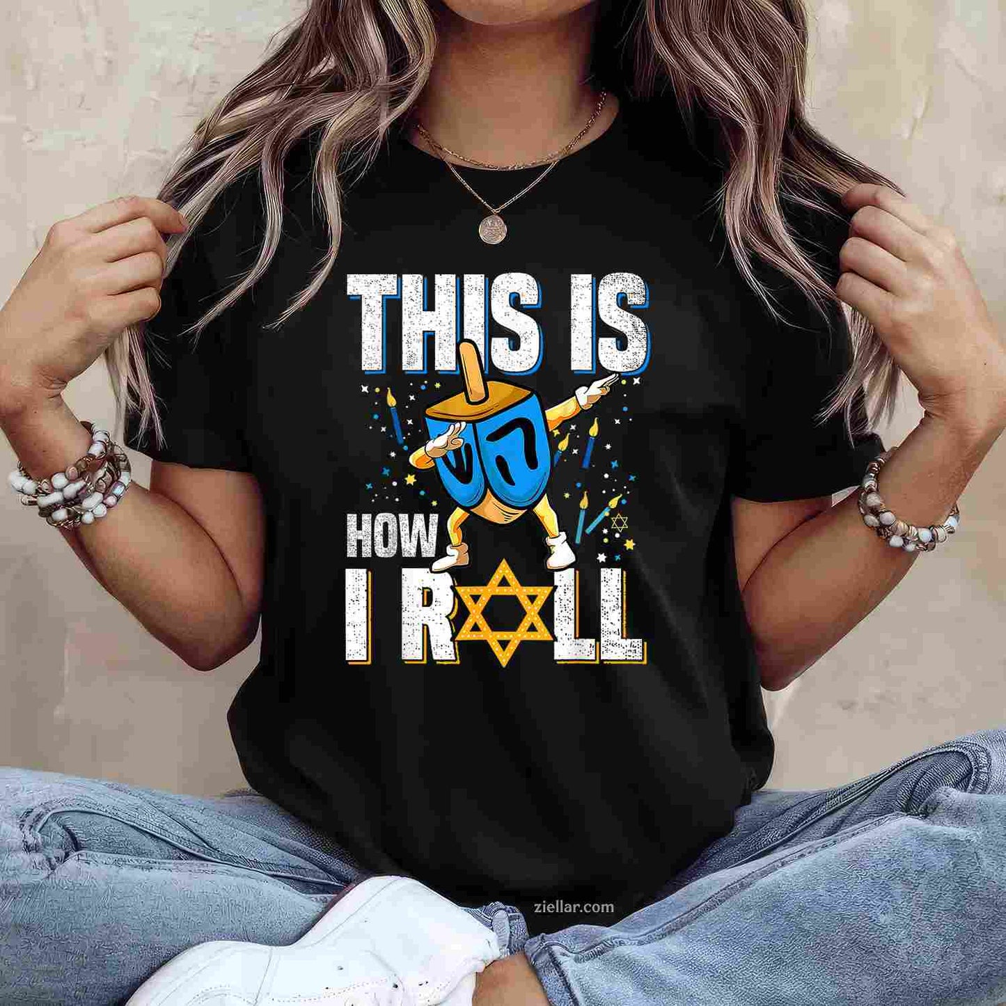 This Is How I Roll Shirt Hanukkah Dreidel Chanukah Jew Gift T-Shirt_ Funny Jewish Holiday Tee For All