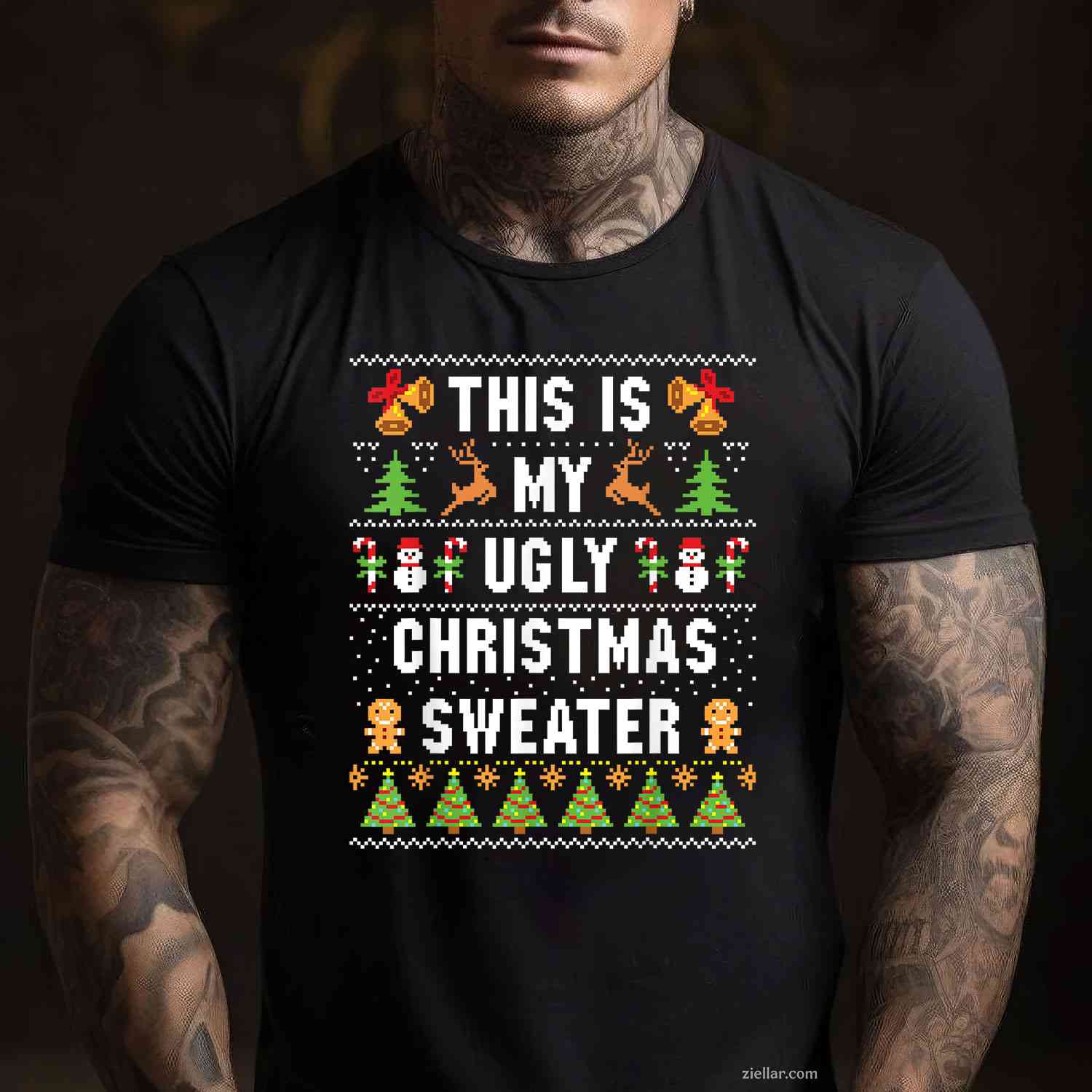 This Is My Ugly Sweater Funny Christmas Short Sleeve T-Shirt_ Humorous Holiday Party Tee For Adults