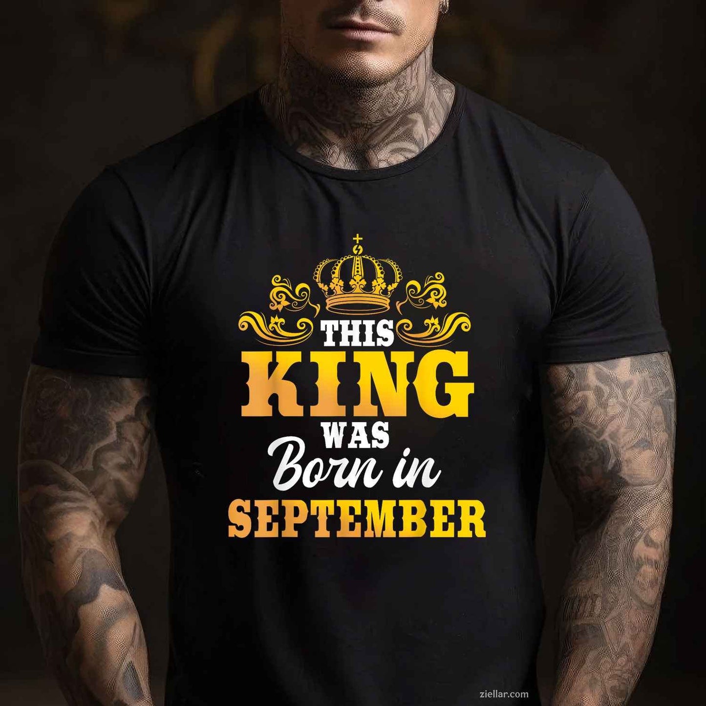 This King Was Born In September Birthday Party Celebration T-Shirt Tee for Men Women Adults Unisex