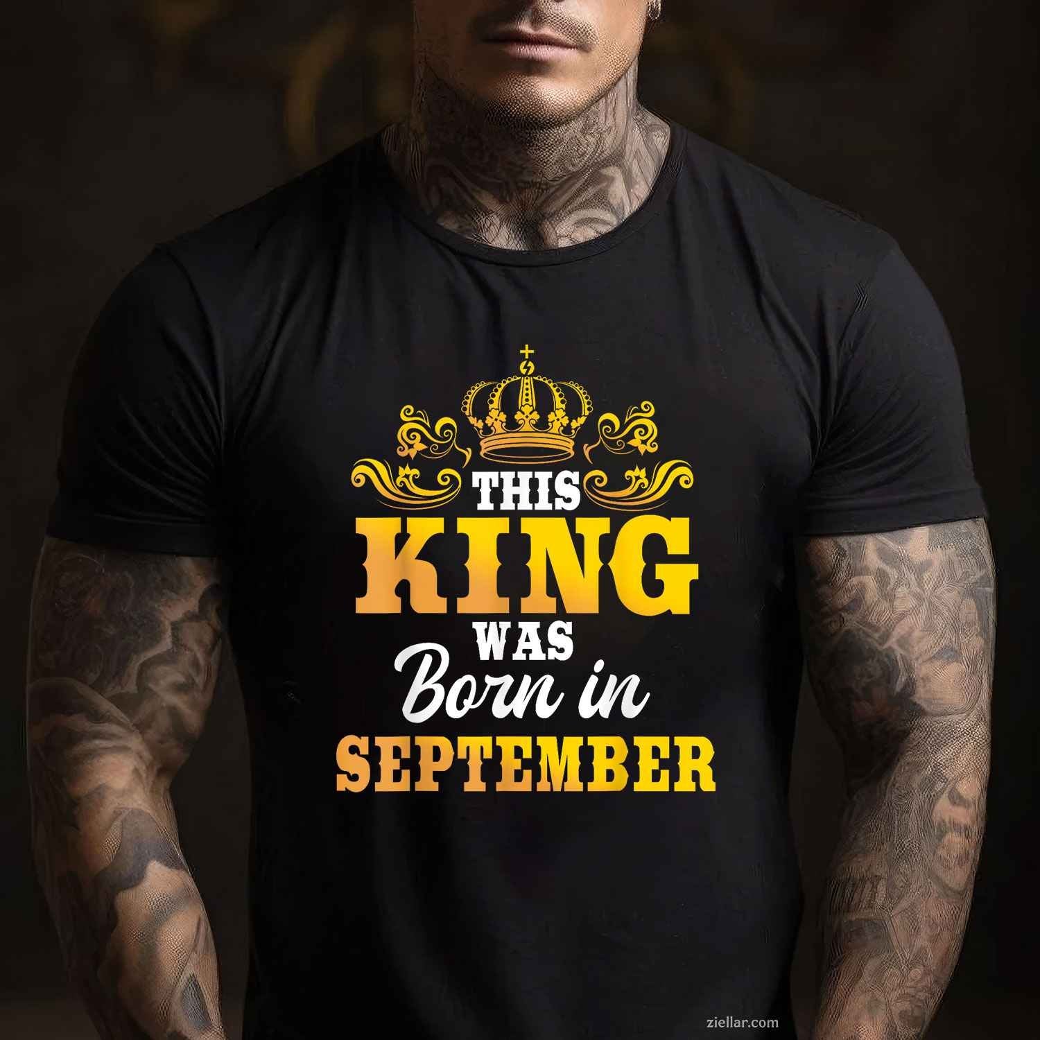 This King Was Born In September Birthday Party Celebration T-Shirt Tee for Men Women Adults Unisex