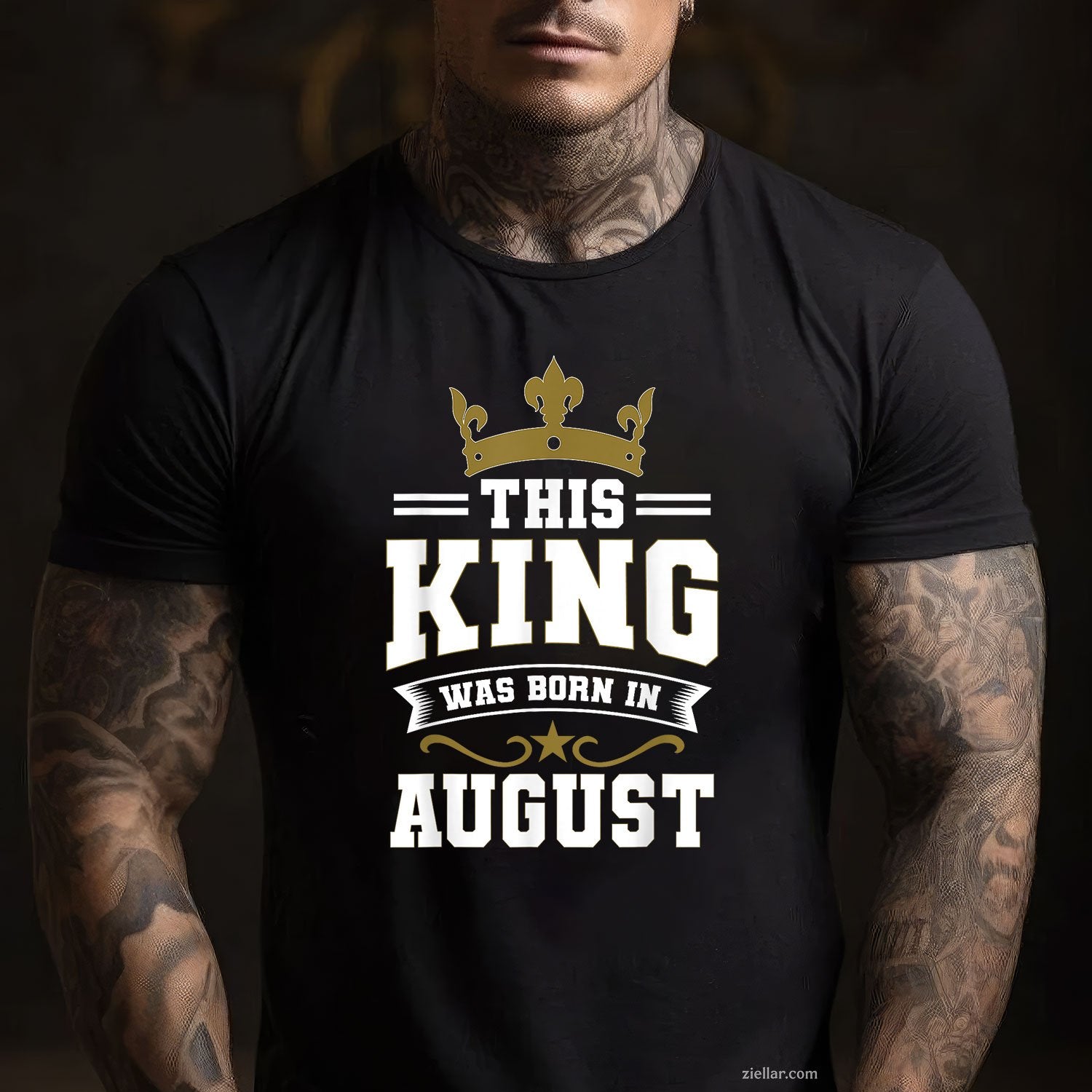 This King Was Born in August Tee and T-Shirt, Birthday Celebration T-Shirt Gift for Men Adults Tee Gift
