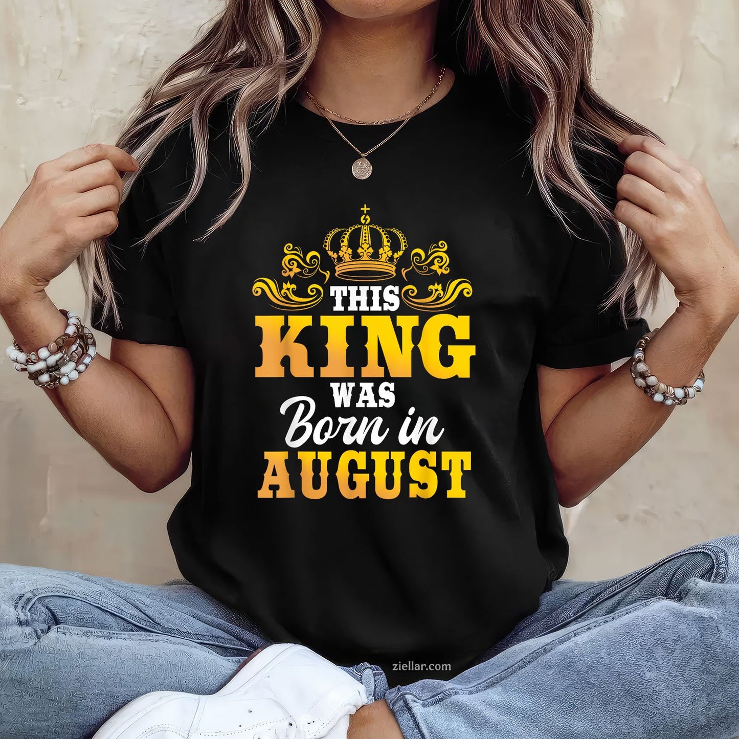 This King Was Born in August Tee and T-Shirt, Birthday Celebration T-Shirt Gift for Men Adults