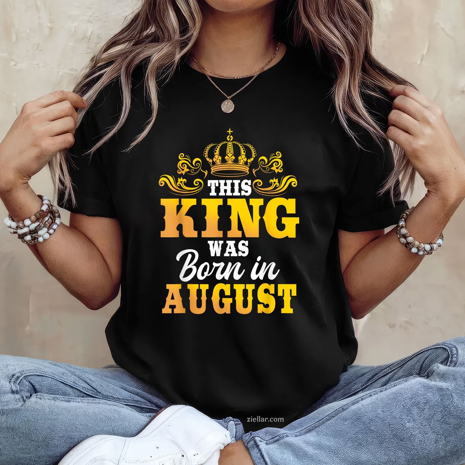This King Was Born in August Tee and T-Shirt, Birthday Celebration T-Shirt Gift for Men Adults