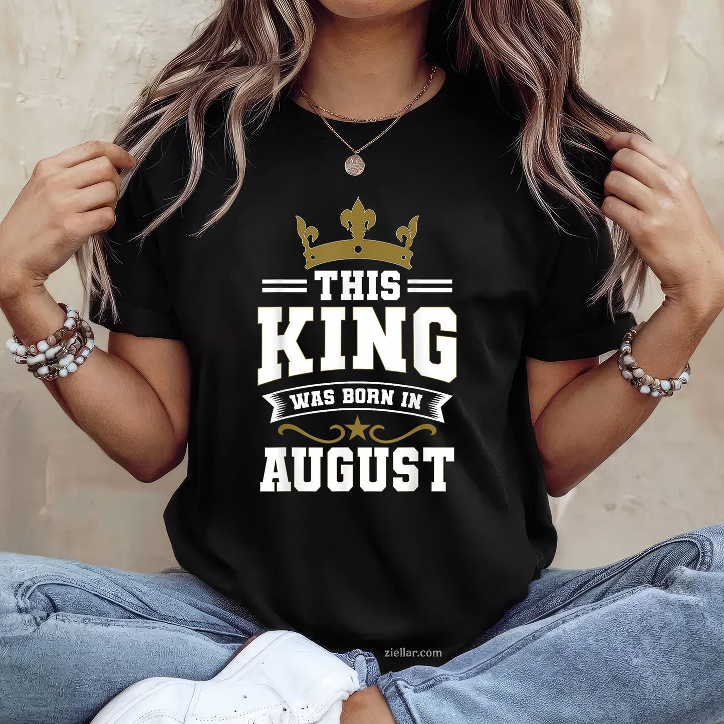 This King Was Born in August Tee and T-Shirt, Birthday Celebration T-Shirt Gift for Men Adults Tee Gift