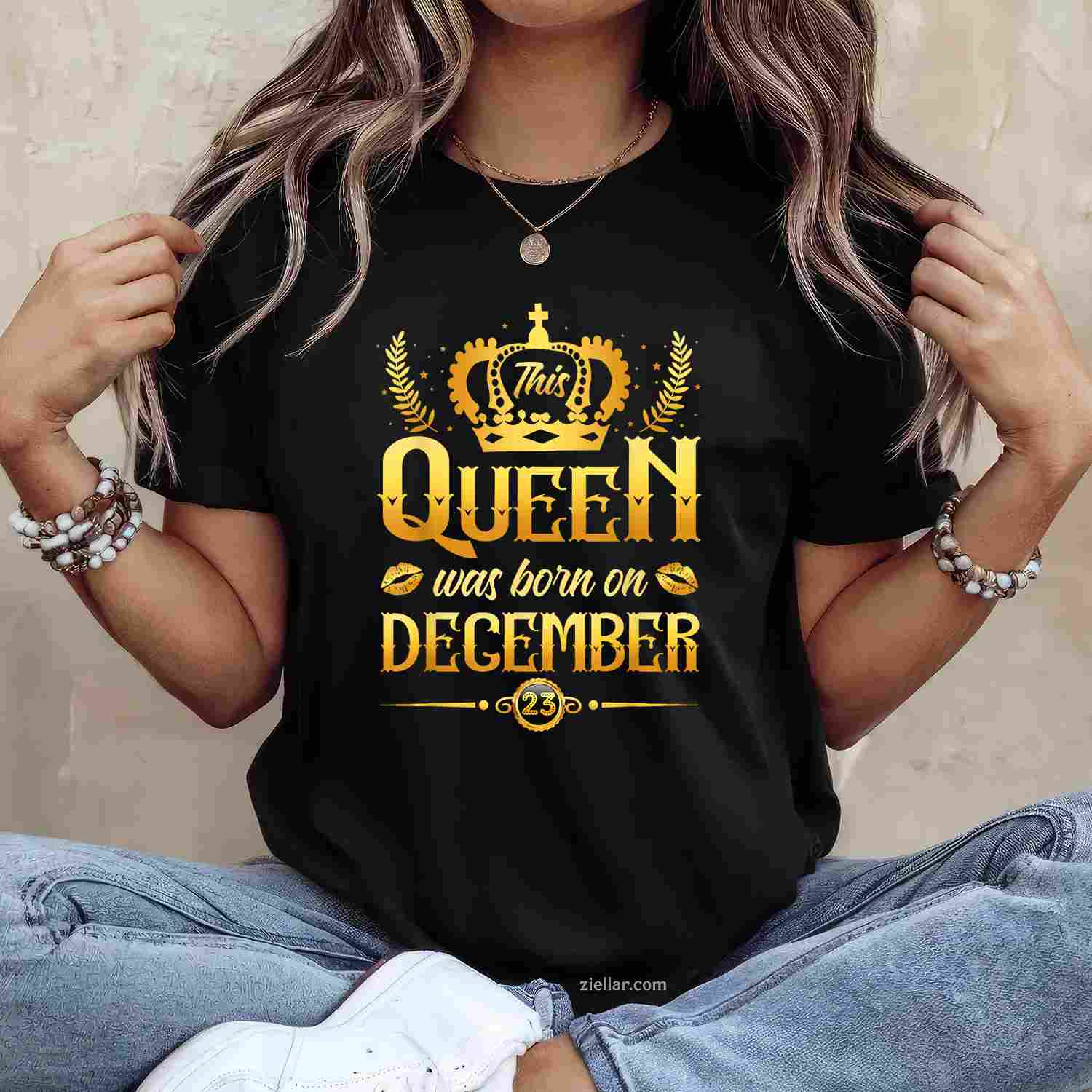 This Queen Was Born On December 23Rd Birthday Gift For Her T-Shirt_ Personalized Birthday Tee For Women