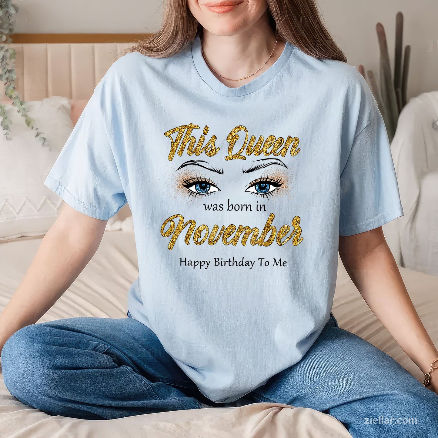 This Queen Was Born in November Tee and T-Shirt, Happy Birthday T-Shirt Gift for Women Adults