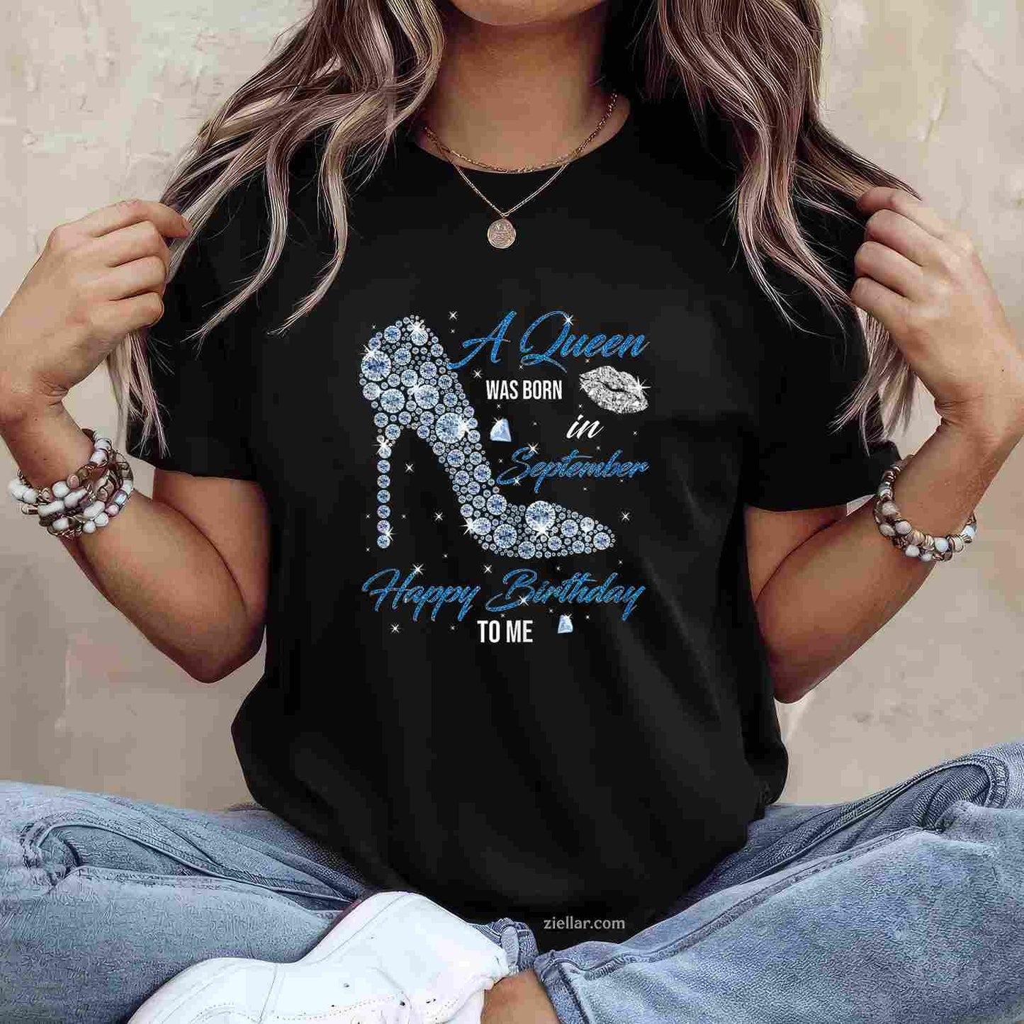 This Queen Was Born In September Happy Birthday To Me T-Shirt Tee for Men Women Adults Unisex