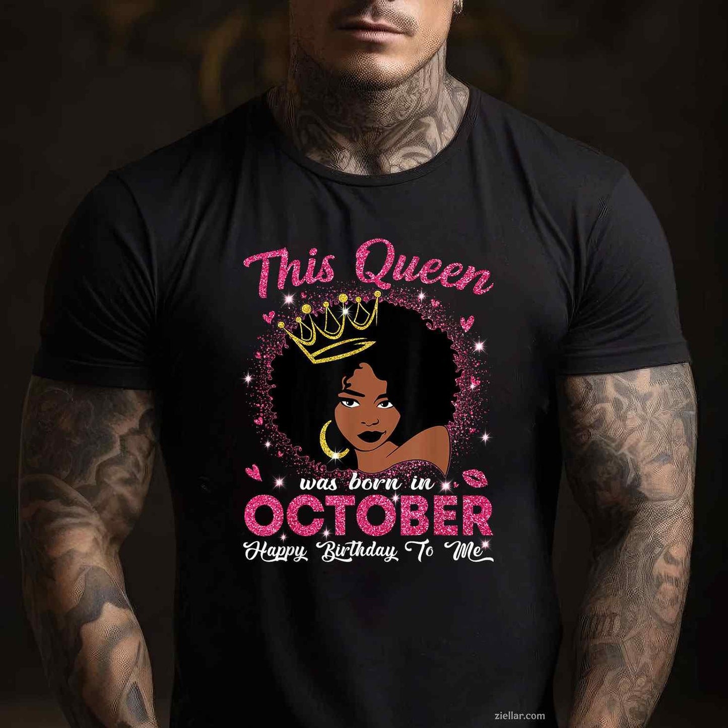 This Queen Was Born In October Birthday Afro Women Tee, Birthday T-Shirt for Men Women Adults Unisex, Trendy Graphic Apparel, Unique Gift Idea