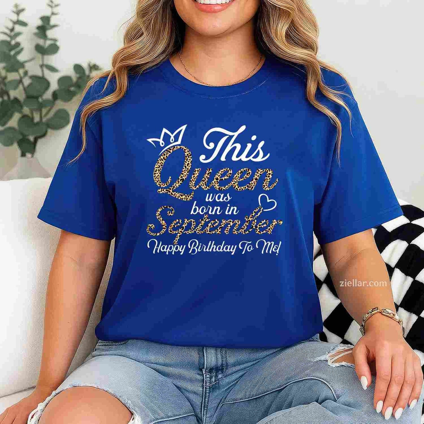 This Queens Was Born In September Cute Birthday Women T-Shirt Tee