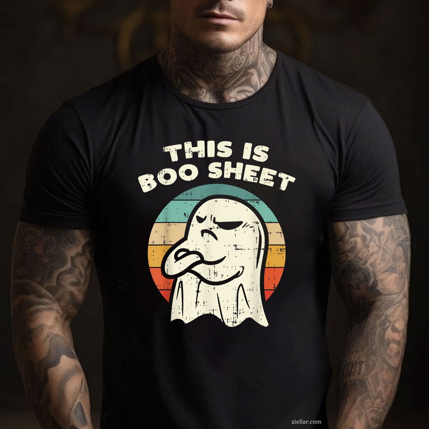 This is Boo Sheet Ghost Tee and T-Shirt, Retro Funny Halloween Costume T-Shirt for Adults