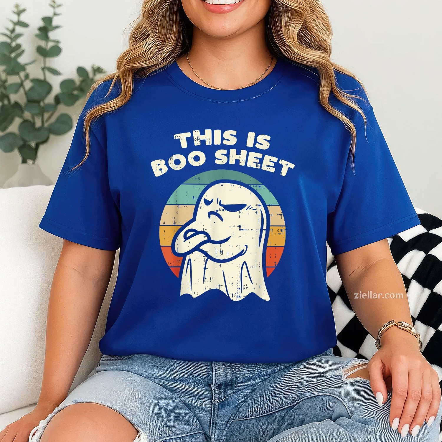 This is Boo Sheet Ghost Tee and T-Shirt, Retro Funny Halloween Costume T-Shirt for Adults
