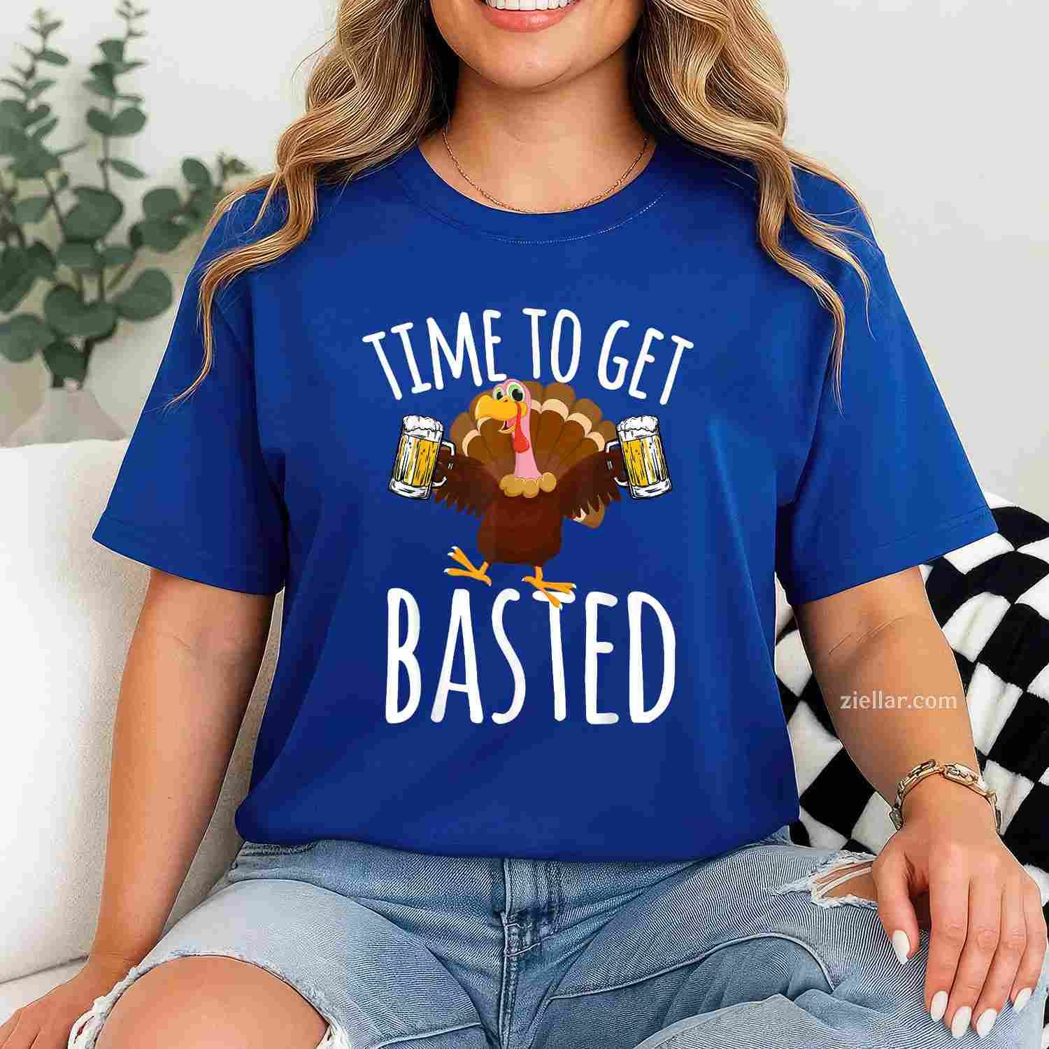 Time To Get Basted Funny Beer Thanksgiving Turkey Gift T-Shirt And Tee For Adults