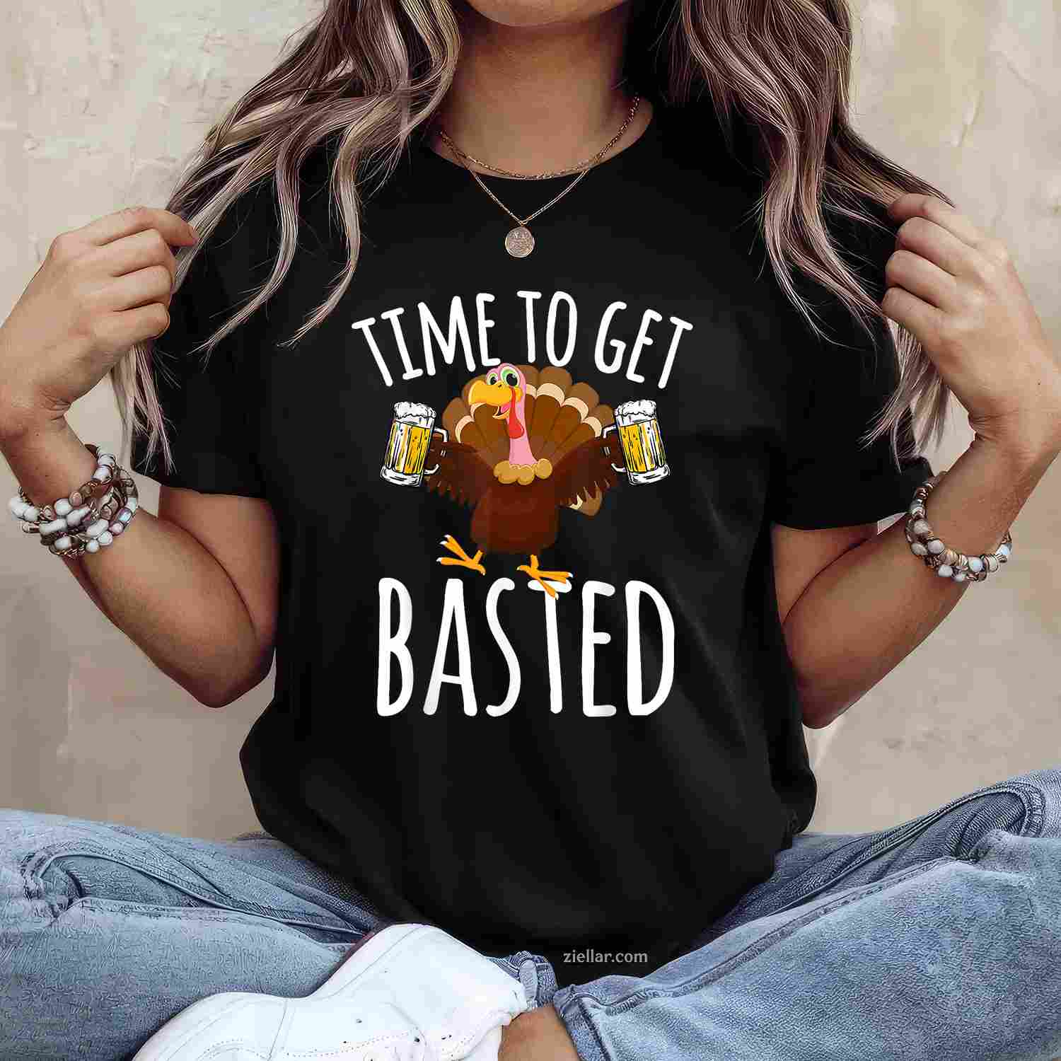 Time To Get Basted Funny Beer Thanksgiving Turkey Gift T-Shirt And Tee For Adults