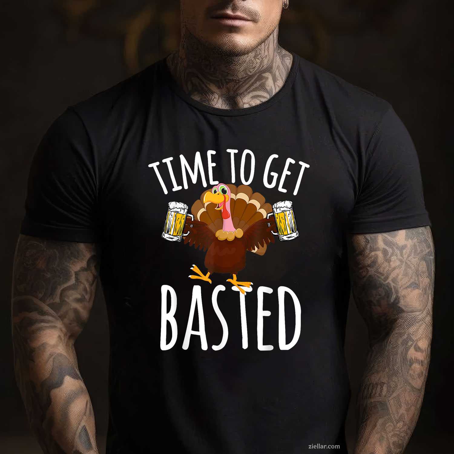 Time To Get Basted Funny Beer Thanksgiving Turkey Gift T-Shirt And Tee For Adults