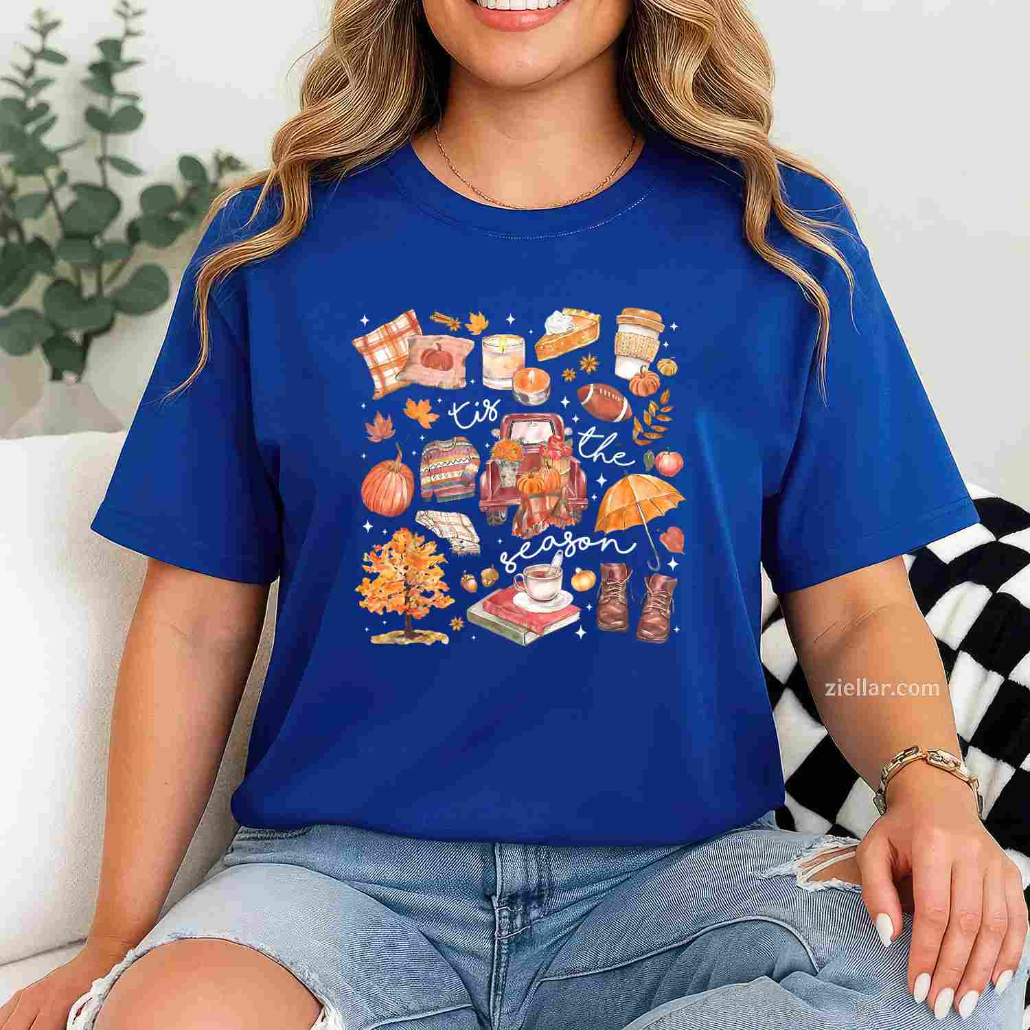 Tis The Season Pumpkin Autumn Fall Y'all Leaves Thanksgiving T-Shirt and Tee for Adults Men Women Unisex