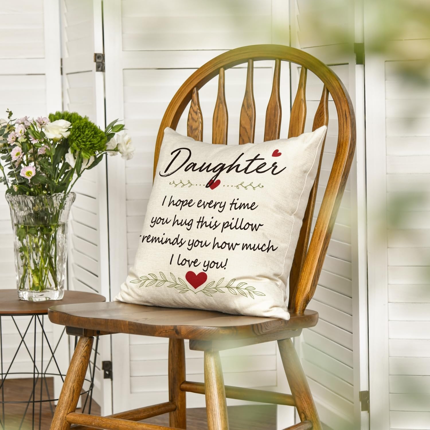 To My Daughter Hug Throw Pillow Case, Emotional Gift from Parents, Birthday or Holiday Cushion