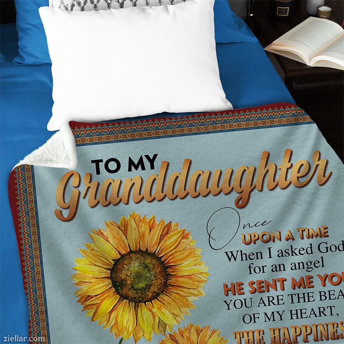 To My Granddaughter Quilt Blanket, Fleece Blanket Sunflower Gift from Grandma to Girl