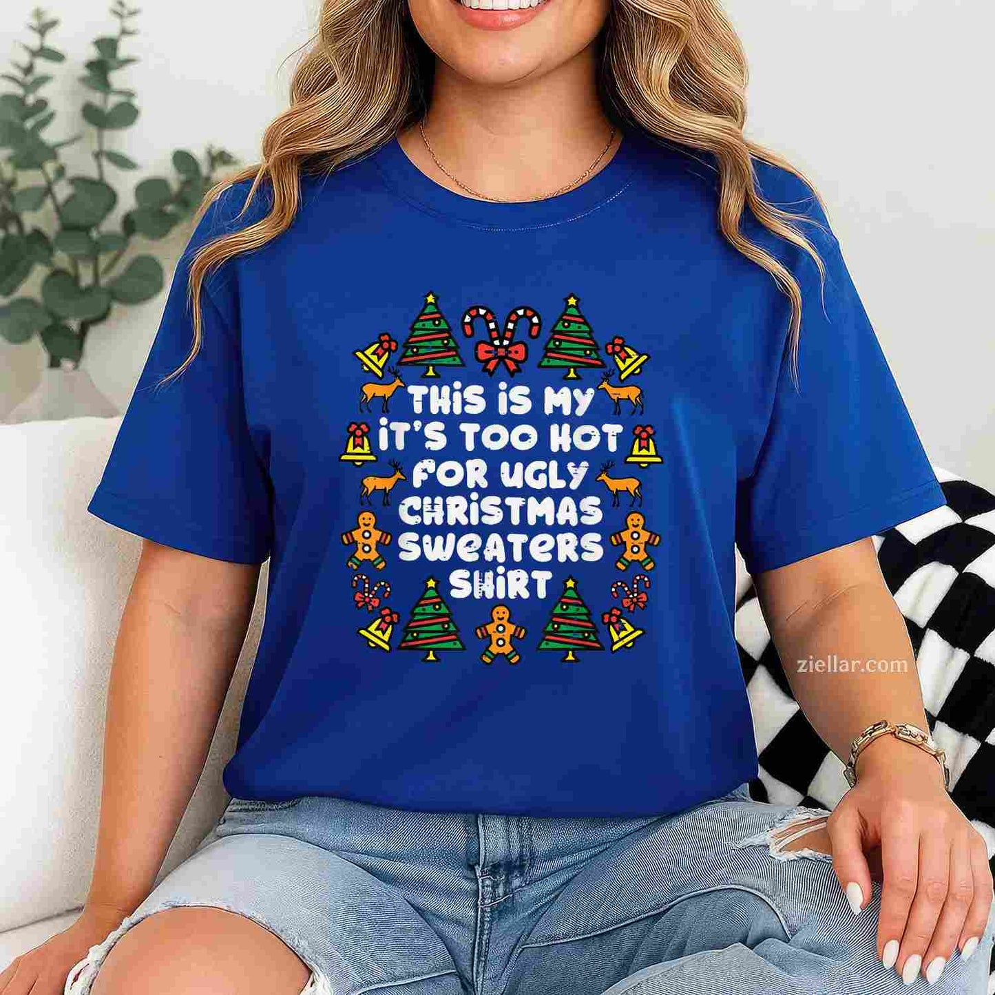Too Hot Ugly Christmas Sweaters Funny Xmas Men Women Family T-Shirt_ Humorous Holiday Party Tee