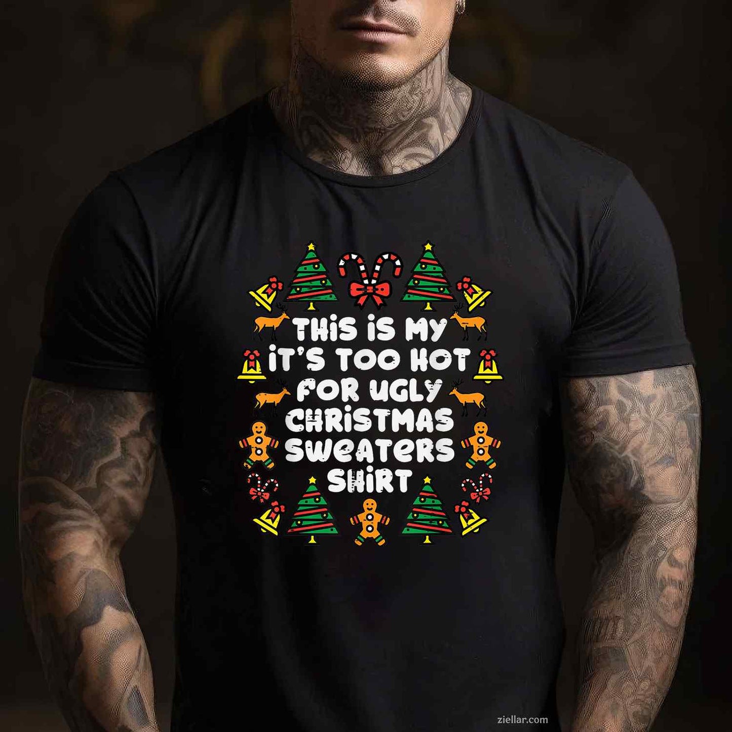 Too Hot Ugly Christmas Sweaters Funny Xmas Men Women Family T-Shirt_ Humorous Holiday Party Tee