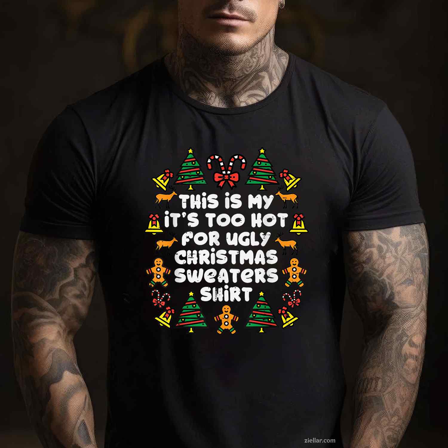 Too Hot Ugly Christmas Sweaters Funny Xmas Men Women Family T-Shirt_ Humorous Holiday Party Tee